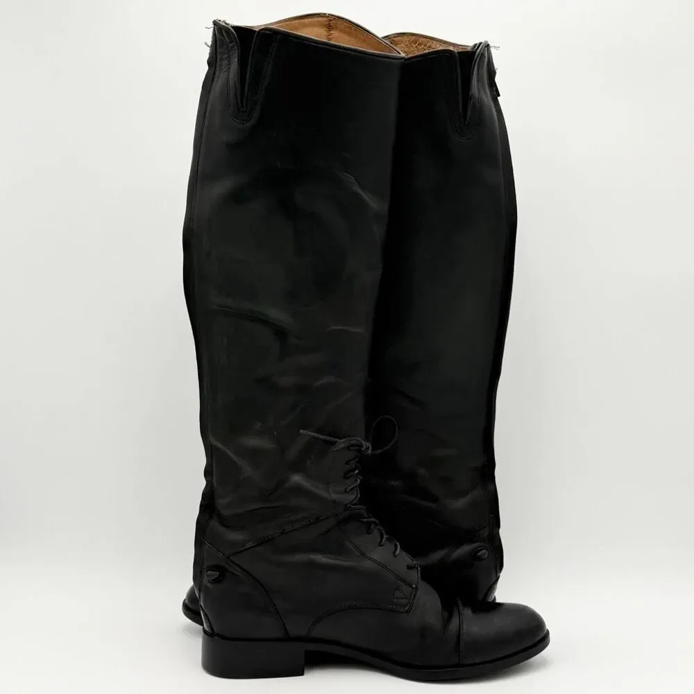 Tall Black Lace-Up Riding Boots - Women